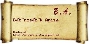 Börcsök Anita névjegykártya