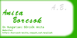 anita borcsok business card